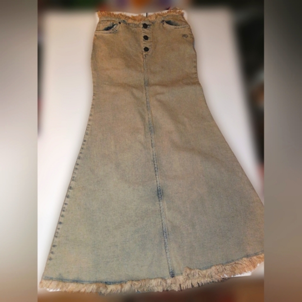 Basic Pleasure Mode Denim Maxi Skirt